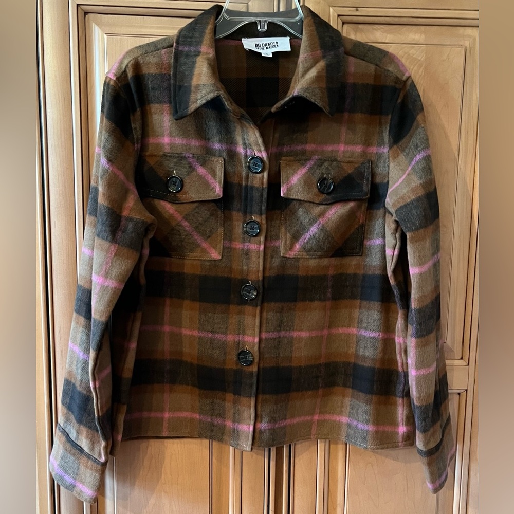 NWOT BB Dakota by Steve Madden Plaid Boxy Shacket - Picture 3 of 7